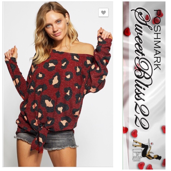Tops - 💥Wine Leopard Front Tie Top💥